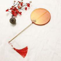 Palm fan childrens fan exploration Qingshuihe dance prop fan bronzing Hanfu retro round fan long handle ancient wind Fan Fan