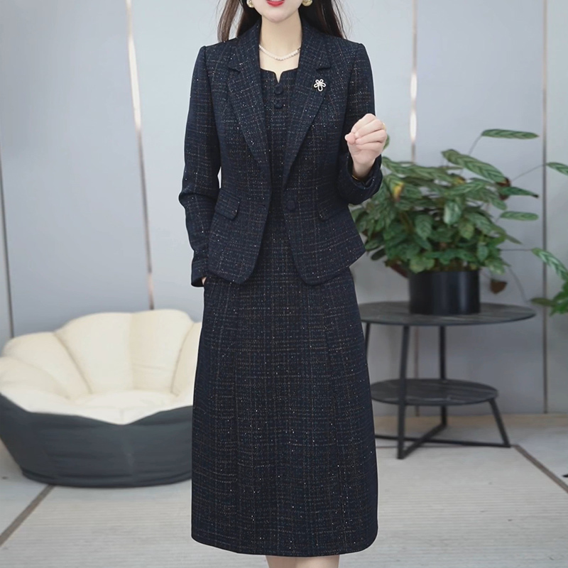 Tweed Style Suit Dress 2026 New Spring, Autumn and Winter Hot-Selling Fashion Two-Piece Set for Rich Ladies, Elegant and Stylish