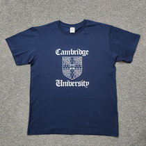 Pure cotton summer British Cambridge University uniform short-sleeved Cambridge College letter style printed uniform T-shirt