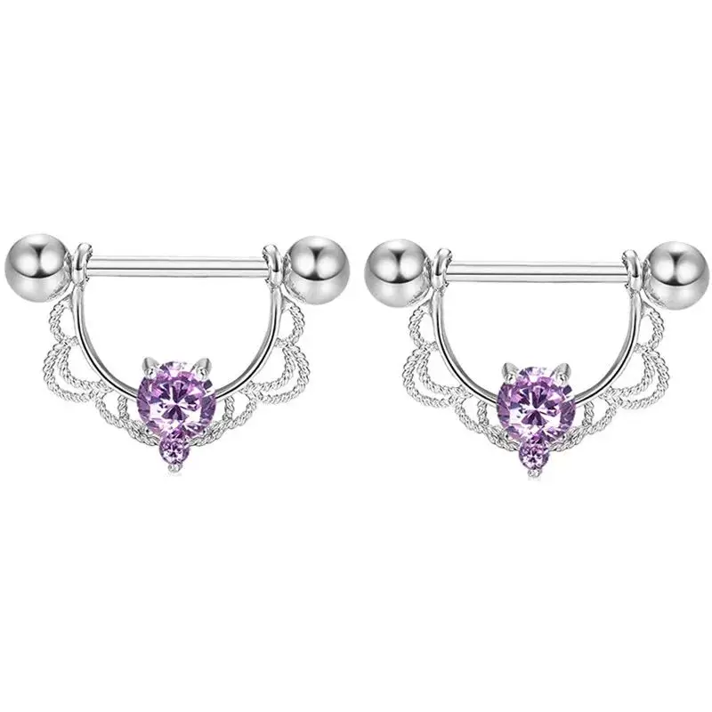 [Ювелирный набор серьги-пиерсинг Fashion Flower из стали кристалл]