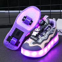 Anta adapted Heelys shoes for girls summer 2024 new childrens sports roller skates primary school students Kuromi breathable