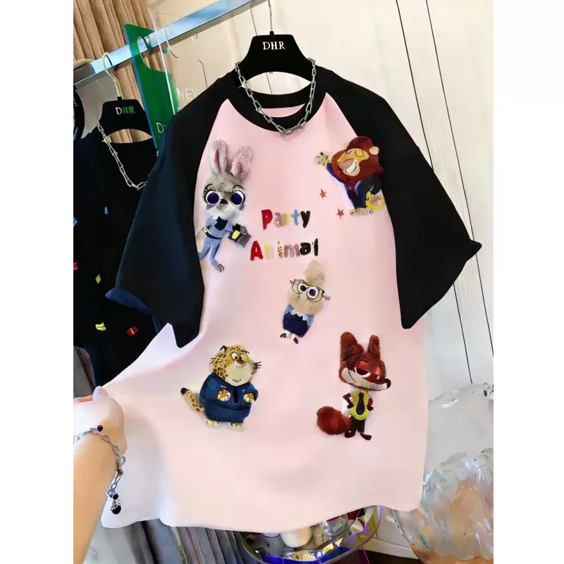 Summer big cartoon short sleeve T-shirt, size