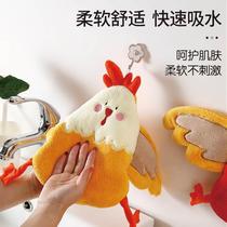 Cute chick hand towel hanging absorbent quick-drying kitchen handkerchief cartoon bathroom thickened wall hanging small towel