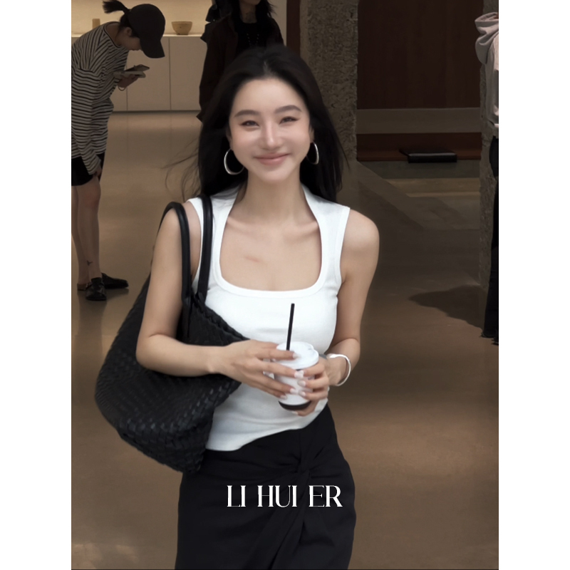 Lihuier Li Hui'Er Iceland Vintage U-Neck Tank Top for Women, Suitable for Outerwear or Layering, Versatile for Commuting, White Camisole Lihuier Li Hui'Er Iceland Vintage U-Neck Tank Top for Women, Suitable for Outerwear or Layering, Versatile for Commuting, White Camisole