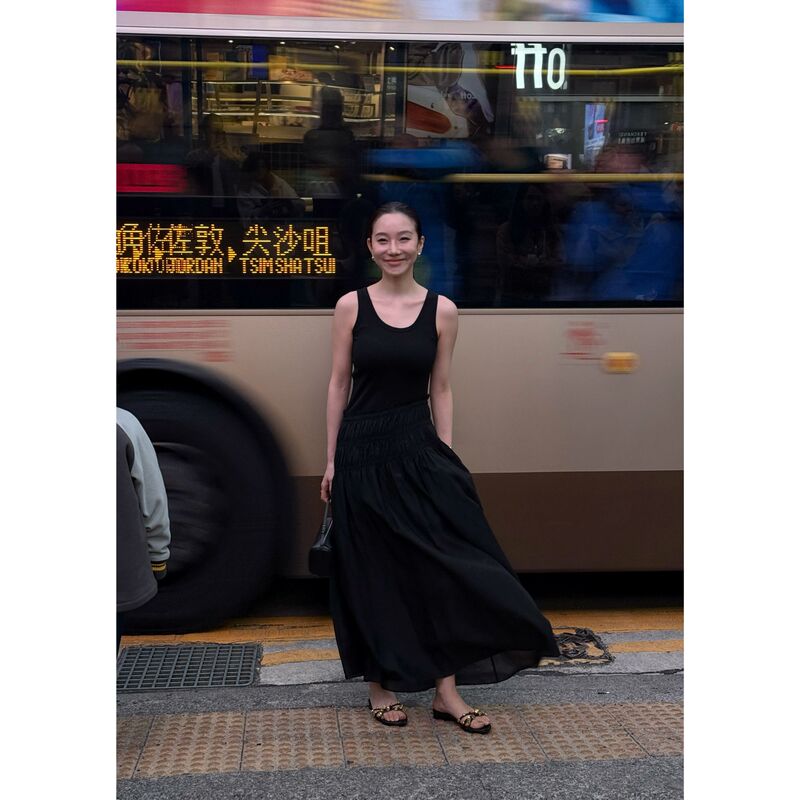 Lihuier Li Hui'Er Shibuya Black Dress Women's Summer High-End Slimming Elegant Tank Dress