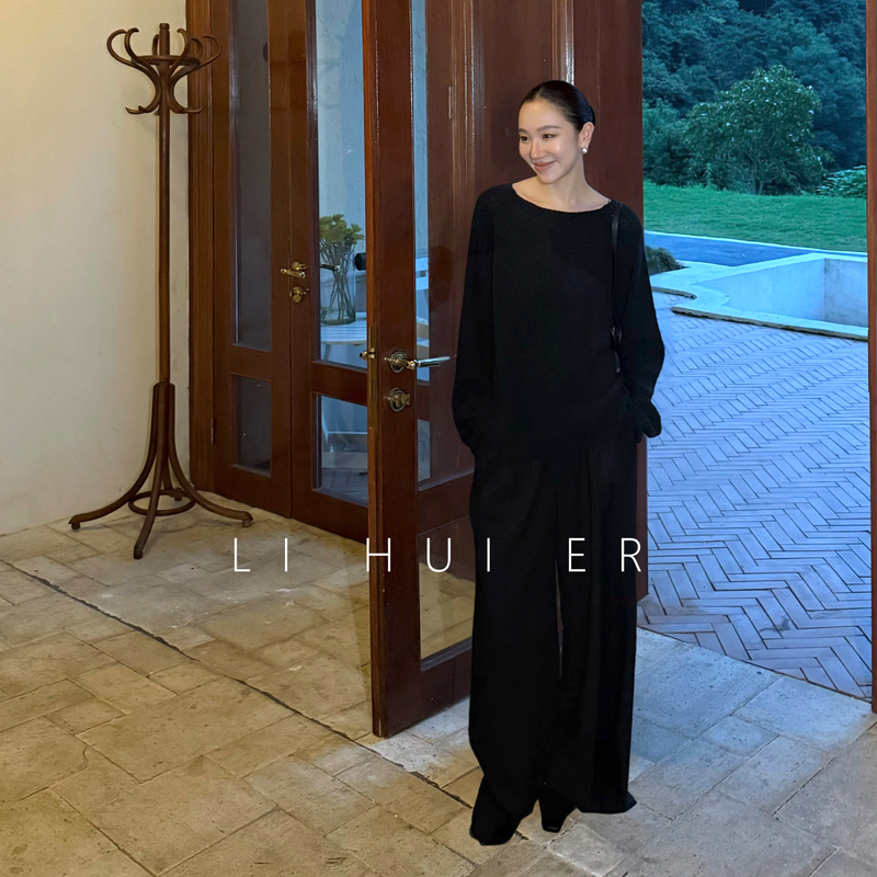 Lihuier Irish Snow Season Textured Sweater Women's Autumn Minimalist Knit Top