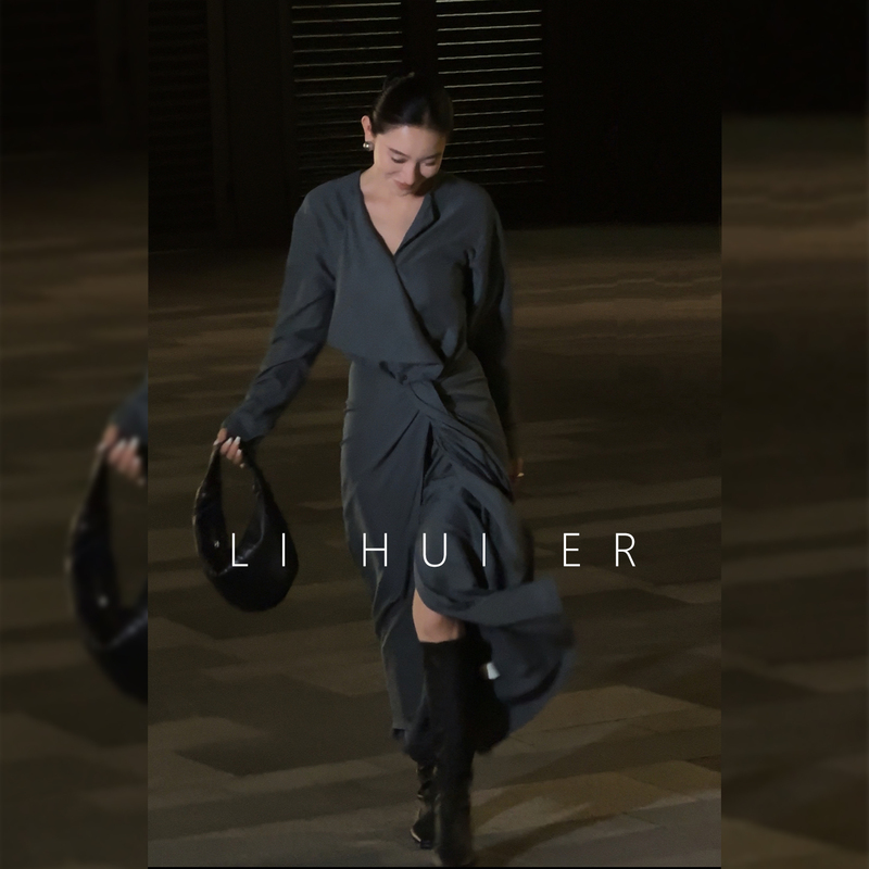 Lihuier [Hill Church] Light and Mature Salt-Style Niche Dress for Women, Autumn Design Long Dress