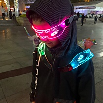 LED luminous technological glasses childrens catwalk cyberpunk cool sunglasses boys and girls performance accessories