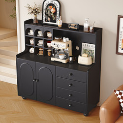 Solid Wood Sideboard Against the Wall Integrated Storage Cabinet Living Room Storage Cabinet Household Small Cabinet Light Luxury Tea and Microwave Cabinet