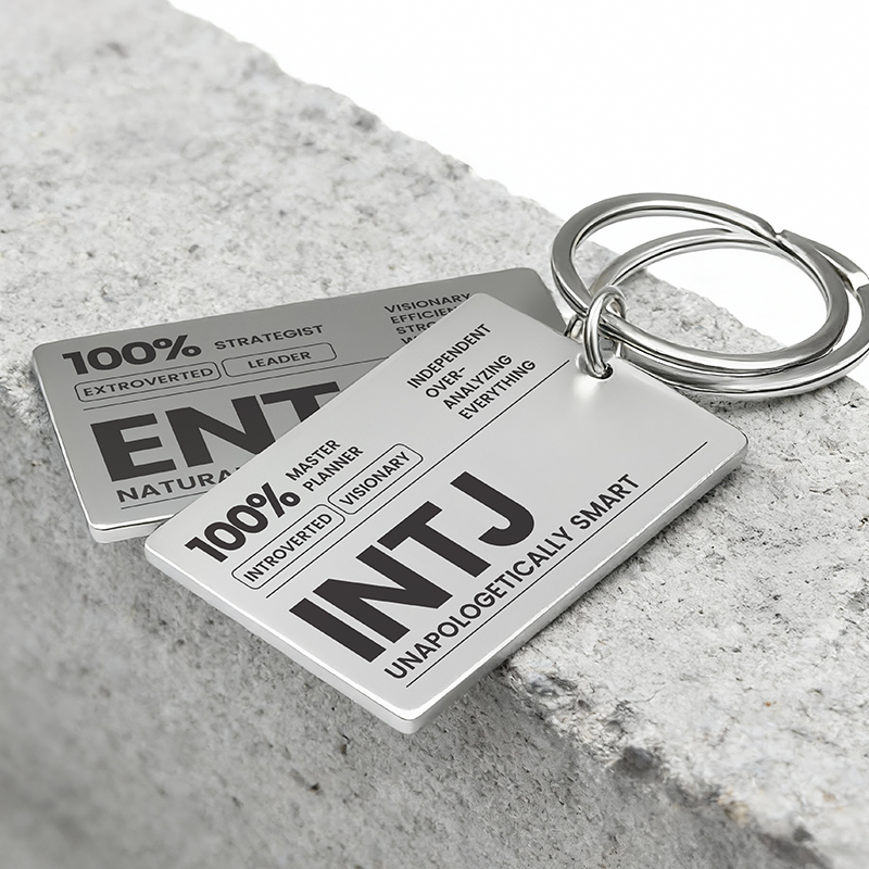 Creative and Personalized Keychain Mbti Peripheral 16 Personality Types Text Eintj Infp Pendant Stainless Steel Metal Engraving