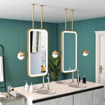 Rectangular bathroom mirror hanging mirror suspended mirror smart light-emitting mirror ceiling rod mirror hair salon vanity mirror customization