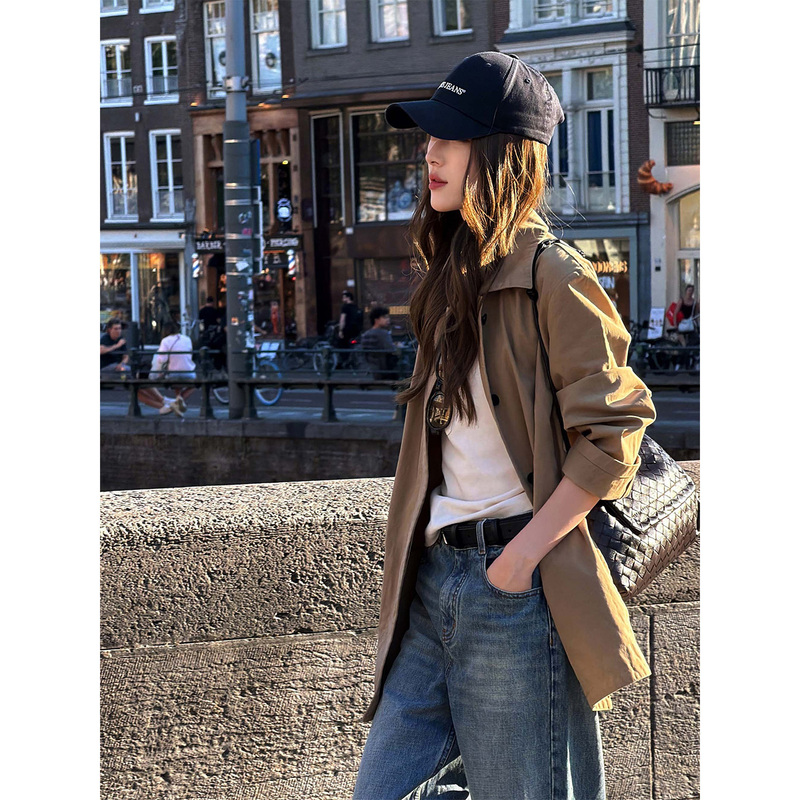 Chihuo Fire【Life Jacket】Khaki Color Lapel Short Trench Coat for Women, New Workwear Style Versatile Jacket Chihuo Fire【Life Jacket】Khaki Color Lapel Short Trench Coat for Women, New Workwear Style Versatile Jacket