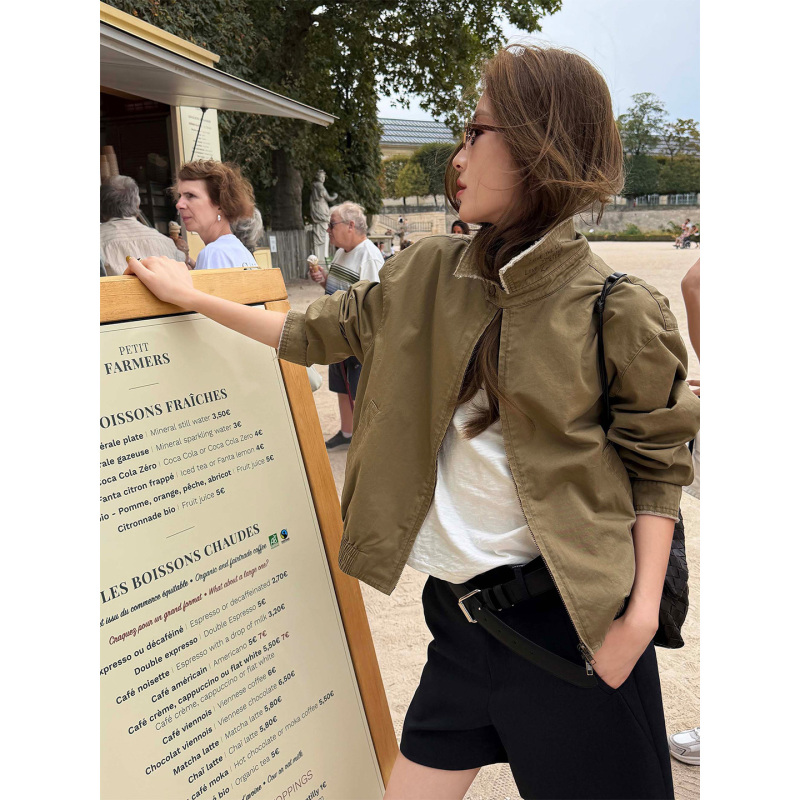 Fiery Fire【Walk with Style】Vintage Casual Short Jacket for Women New Lapel Workwear Style Autumn Top Fiery Fire【Walk with Style】Vintage Casual Short Jacket for Women New Lapel Workwear Style Autumn Top