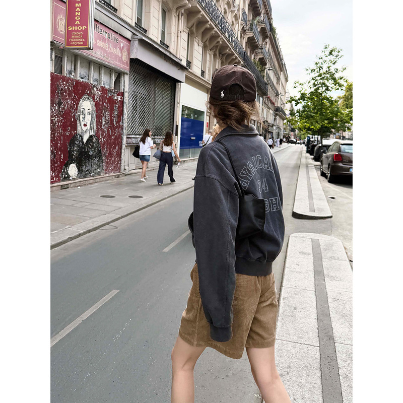 Fiery Fire [American Retro] American Retro Distressed Lapel Jacket for Women New Fashion Loose Casual Jacket