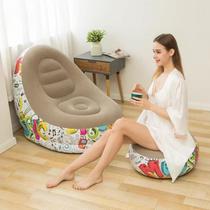 Adult inflatable lazy sofa with recliner flocking folding sofa simple and portable nap footrest