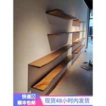 Partition rack solid wood seamless bookshelf living room wall decoration log laminate background wall art shoe bag rack