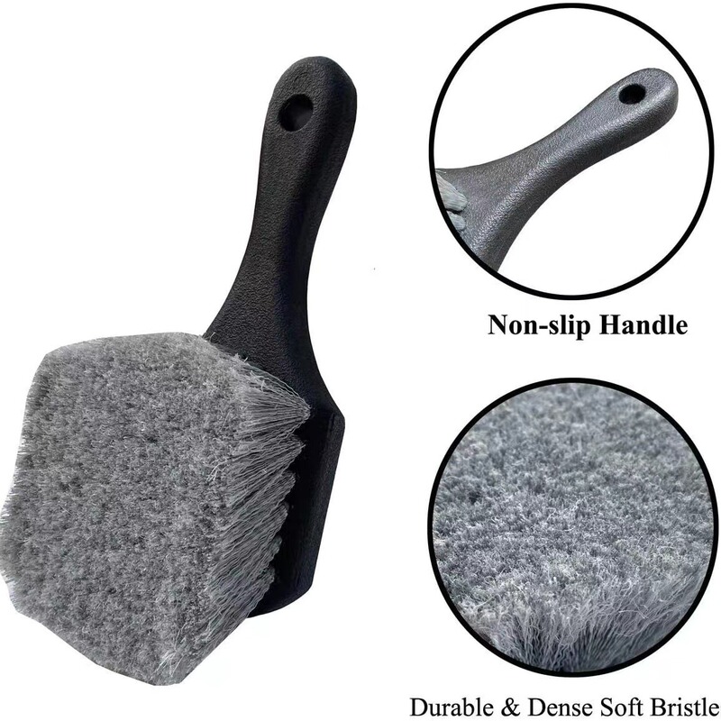 Factory Direct Sale Amazon Car Beauty Multi-Functional Gray Short-Handle Car Wheel Brush Carpet Cleaning Brush