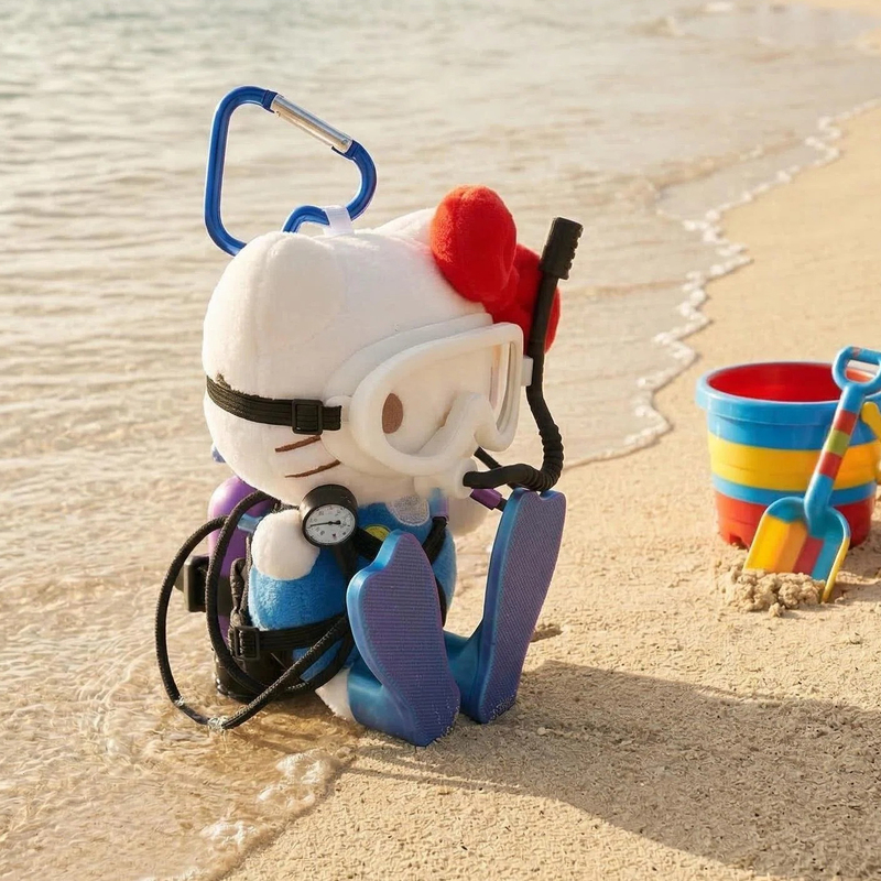 Diver Professional Edition Genuine Hello Kitty Plush Doll Bag Pendant Cute Figurine