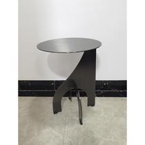 Light luxury stainless steel antique corner table Italian extremely simple post-modern small coffee table living room metal special-shaped round edge table