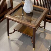 New Chinese style black walnut side table corner table living room sofa ornaments storage rack solid wood glass square flower table