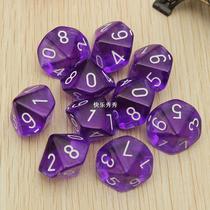 10pcs Transparent 10 Dice Die 10 Sided Gem Dice Set Multicol