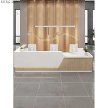 Simple company front desk wood grain paint reception desk dental hospital guidance desk triage desk nurse station cashier bar