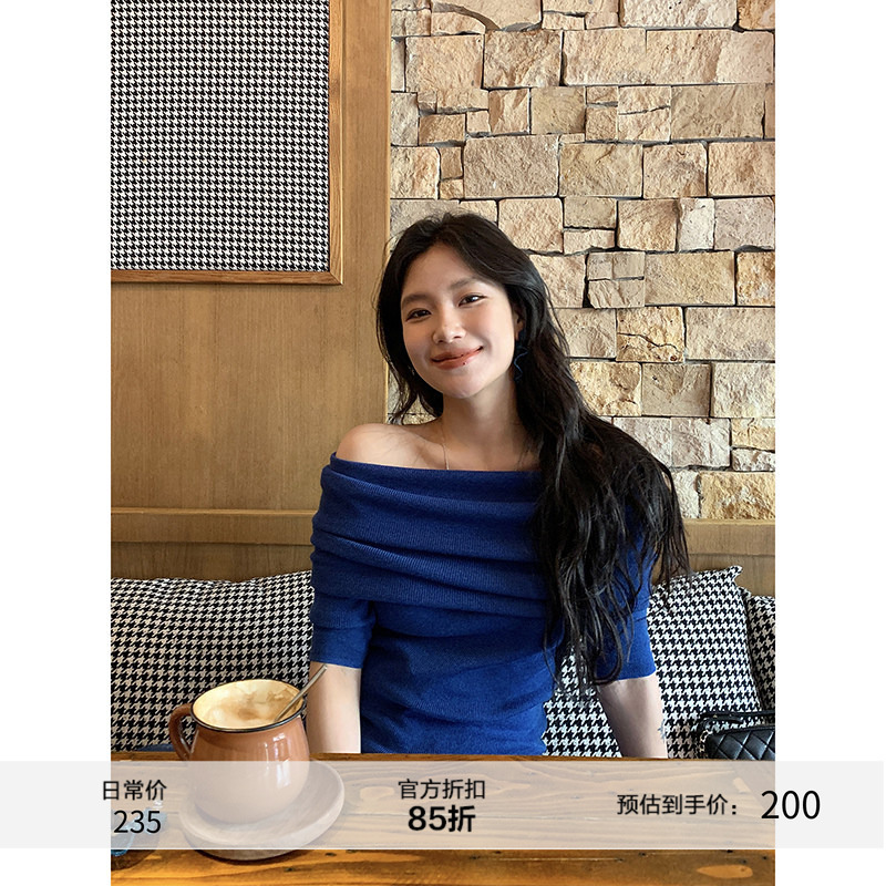 Daqianwithu Korean Style One-Shoulder Solid Color Knit Thin Sweater with a High-End Feel for Layering, Casual Sweater Daqianwithu Korean Style One-Shoulder Solid Color Knit Thin Sweater with a High-End Feel for Layering, Casual Sweater