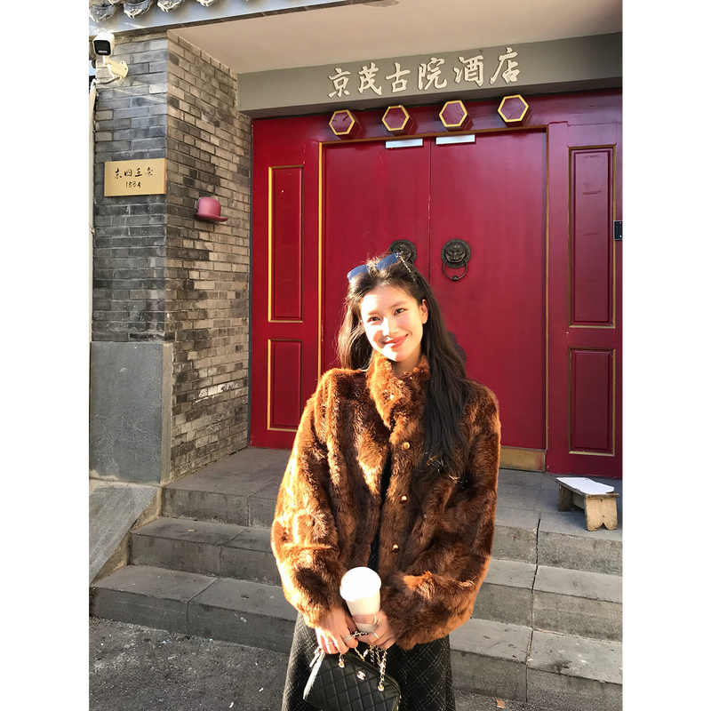 Daqianwithu Custom-Dyed Light Luxury Faux Mink Fur Plush Elegant Vintage Atmosphere Eco-Friendly Fur Short Coat