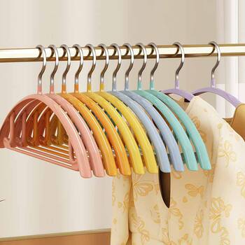 Dip plastic semicircular clothes rack markless storage plus thick coat support anti-slip stainless steel clothes hanging adult household clothes rack