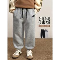 Chen Dazhu boys loose sports pants parent-child wear versatile leg-tie autumn and winter new warm all-in-one velvet pants