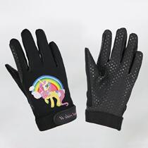 Childrens equestrian gloves cartoon abrasion resistant anti-slip grain riding glove Knight equipped with male and female children all four seasons}