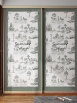 Fan-style light lavish wardrobe decorated glass door stickers Sliding Door renovation Thickened Waterproof Wallpaper Grey Green