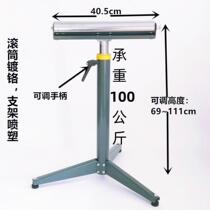 Single-roller unpowered roller conveyor rack woodworking material receiving and feeding rack electric saw oblique cutting data liftable support rack roller