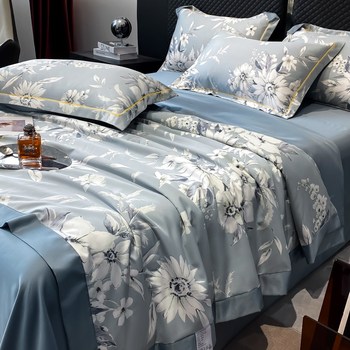Ice silk summer quilt air conditioning summer quilt cool quilt sheet four-piece set summer thin quilt o summer student dormitory machine
