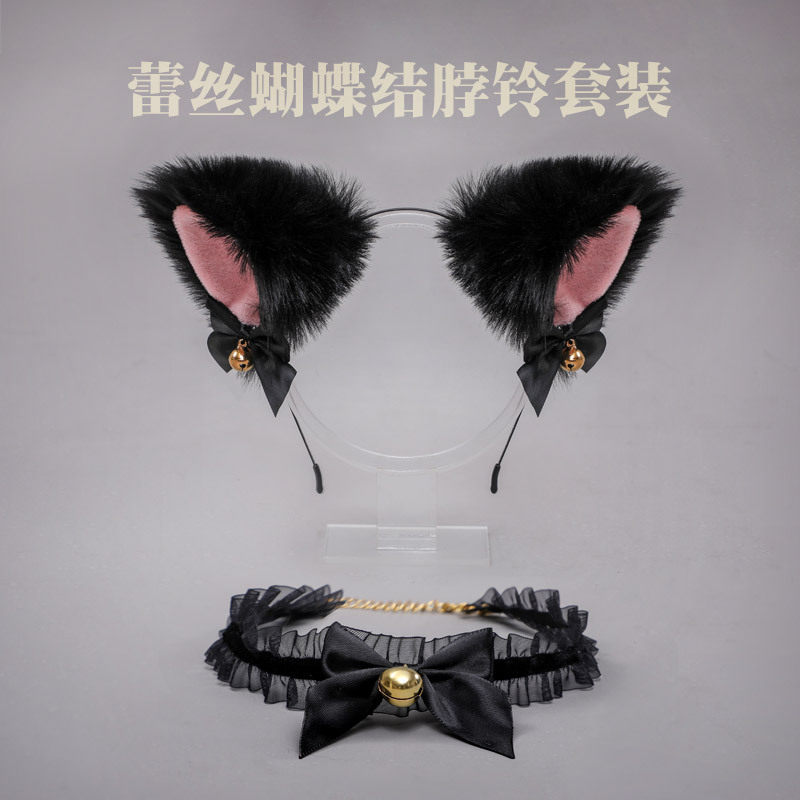 SEVER少女私物：猫耳朵铃铛黑色发箍头饰发夹女可爱项圈cos装扮
