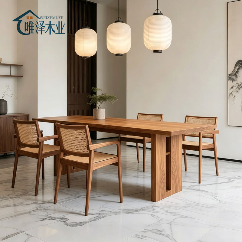Jingdiyuan Modern Minimalist Burmese Teak Dining Table Rectangular Solid Wood Home Dining Table Tea Table