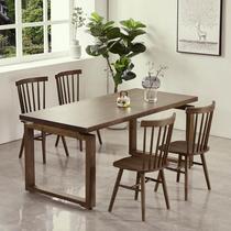 Nordic household solid wood dining table and chair combination ash wood multi-person restaurant dining table small apartment multi-person dining table