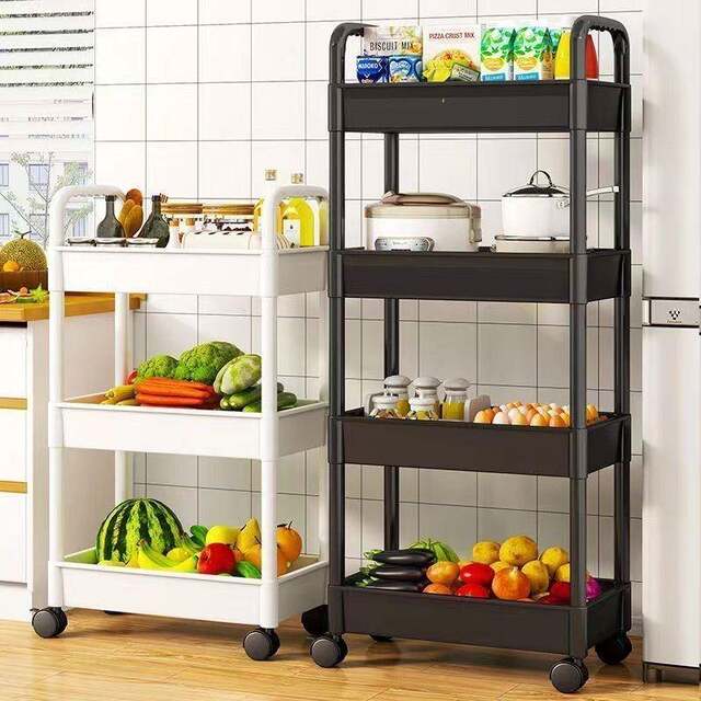 Small Trolley Storage Rack for Kitchen, Floor-Standing, Multi-Layer, Suitable for Bedroom, Baby Snacks, Mobile Use in Bathroom, Toilet, and Kitchen