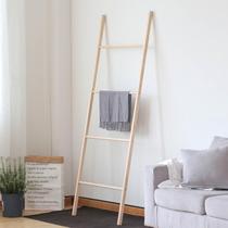 Nordic simple wooden bed and breakfast decoration bathroom hotel towel rack floor-standing coat rack bedroom solid wood trapezoidal storage