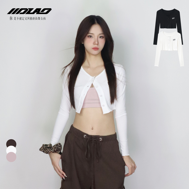 Trendy Street Dance Brand Knitted Cardigan, Short Crop Top, Jazz Style, Youthful and Slimming, Everyday Niche Style Ins5051