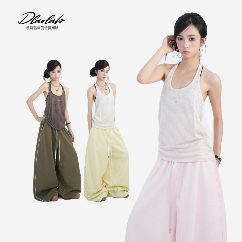 Original Street Dance Brand's Trendy Cross-Striped Tank Top, Tencel Slightly Loose Fit, Slimming, Jazz Versatile B148 Original Street Dance Brand's Trendy Cross-Striped Tank Top, Tencel Slightly Loose Fit, Slimming, Jazz Versatile B148