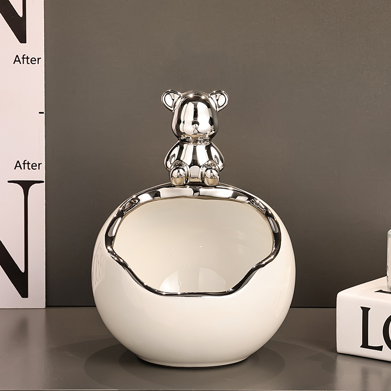 Поставьте вешалку для ключей у входа в дом, украшения для хранения вещей, легкую роскошь, шкаф для обуви высокого класса, гостиную, украшения в виде свирепого медведя.