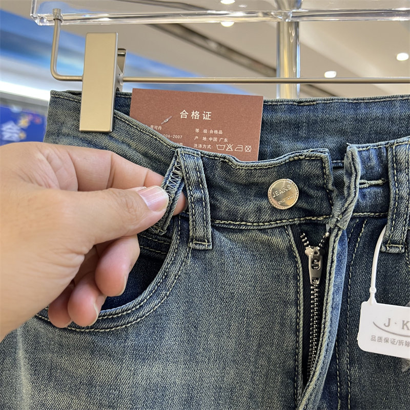 景可丹阔腿牛仔九分裤女春季25年新款韩版休闲宽松百搭高腰直筒裤详情9