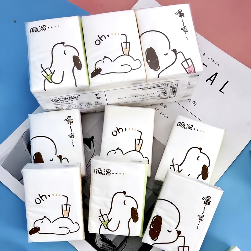Cartoon Handkerchief Paper Packet, Cute, Portable, Soft and Skin-Friendly Napkin Paper, Student-Specific Mini Tissue Paper