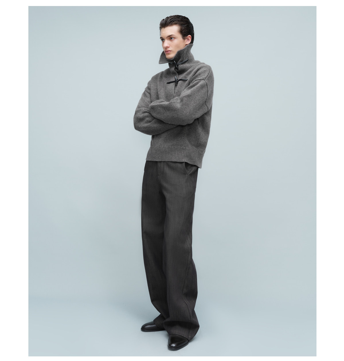 Slight Vogue Sandstone Frog-Button Half-Placket Sweater