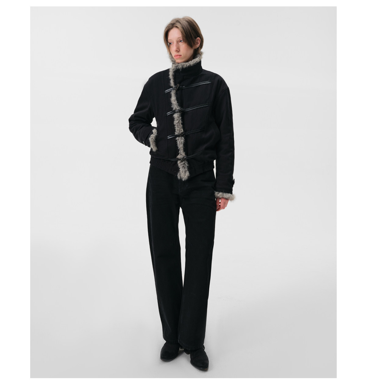 Slight Vogue Brown Horn-Button Padded Coat