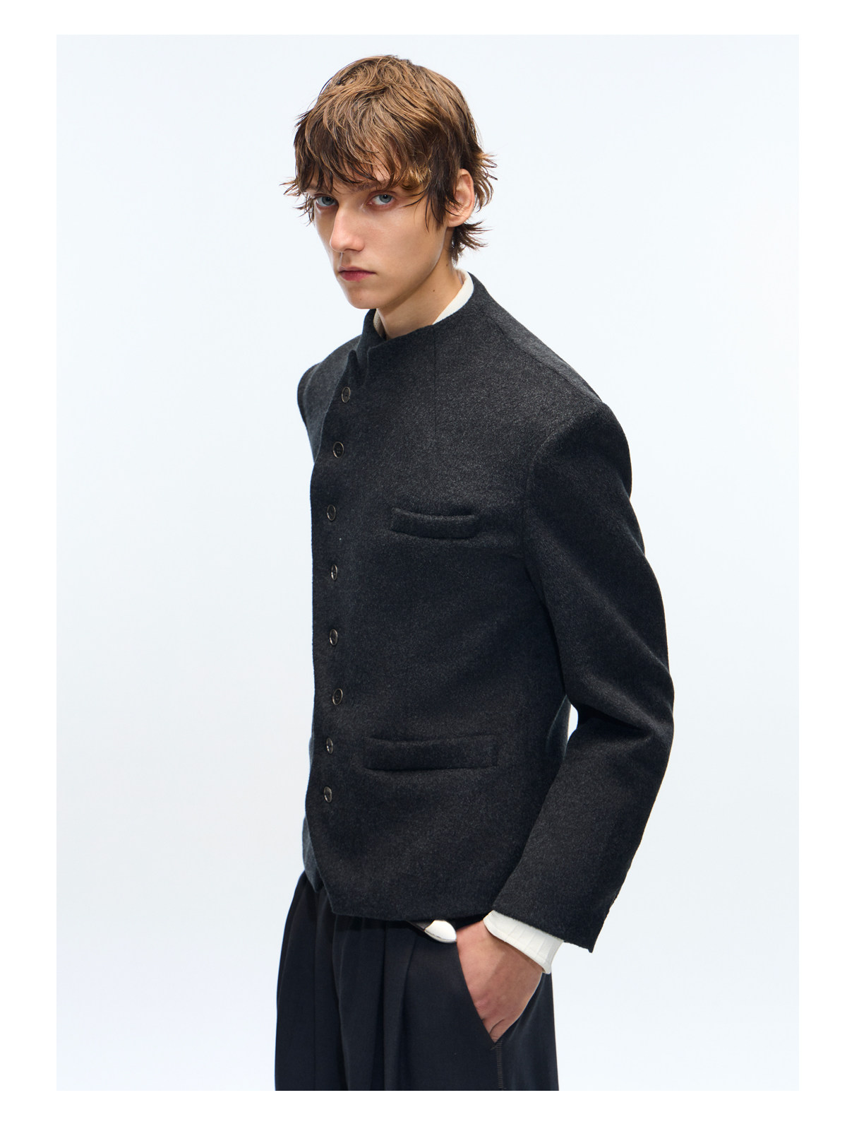 Slight Vogue Stand-Collar Tailored Court Jacket