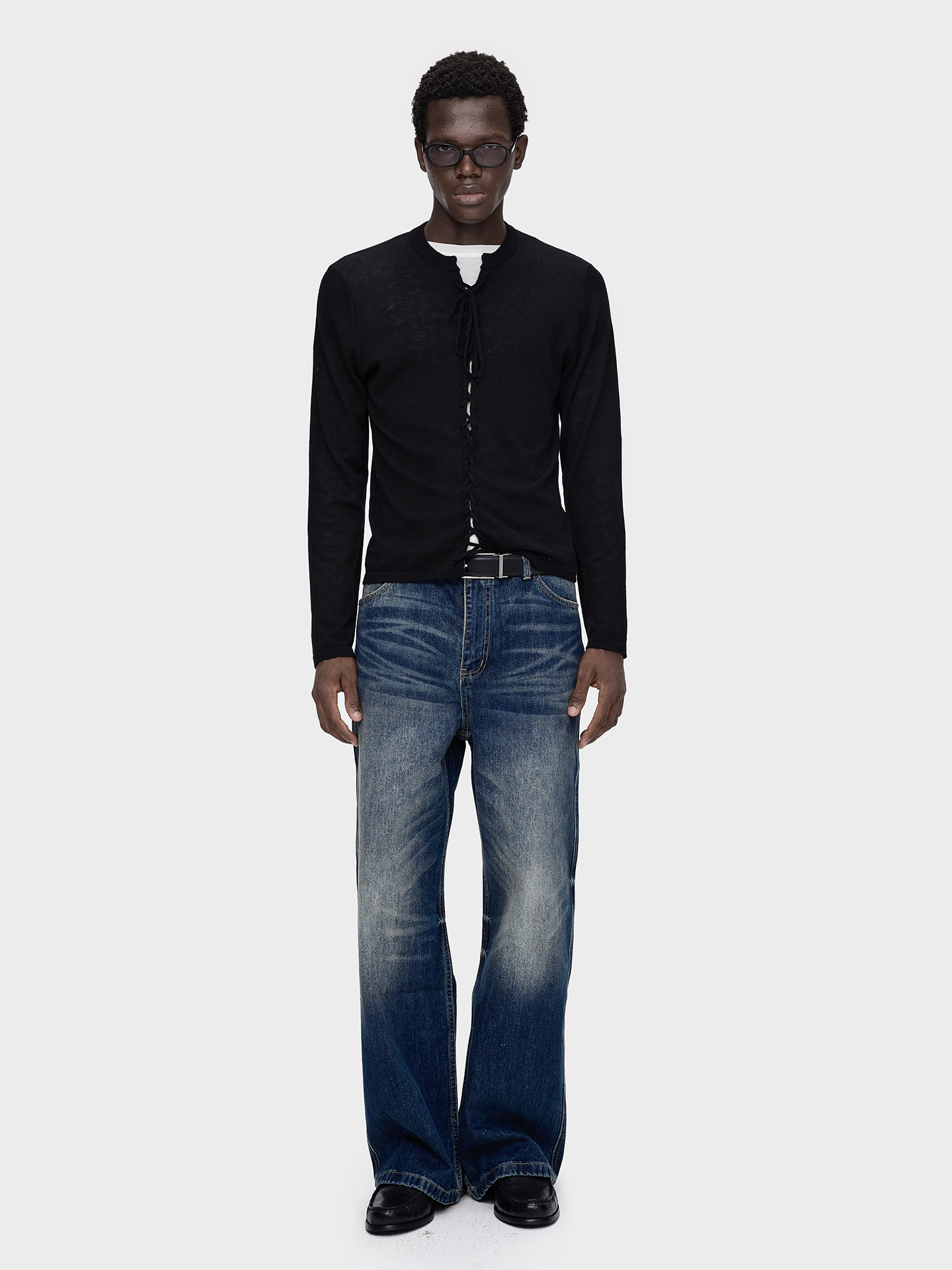 Slight Vogue Wool Braided Tie-Front Knit T-Shirt