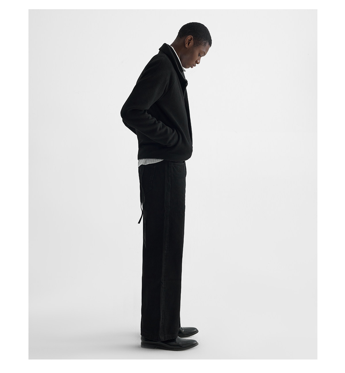 Slight Vogue Leather-Trim Wool Cocoon Jacket