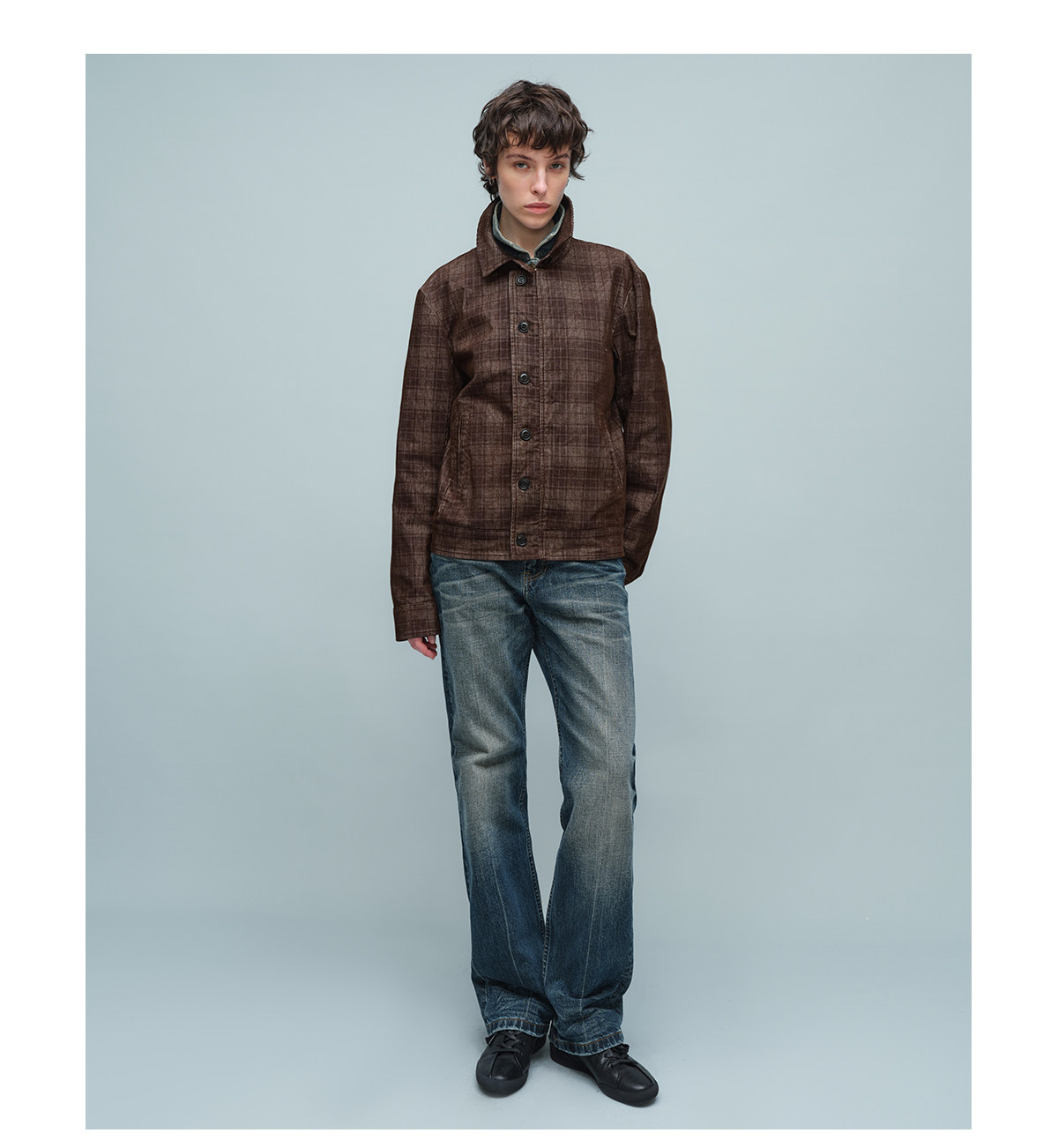 Slight Vogue Brown Plaid Corduroy Harrington Jacket